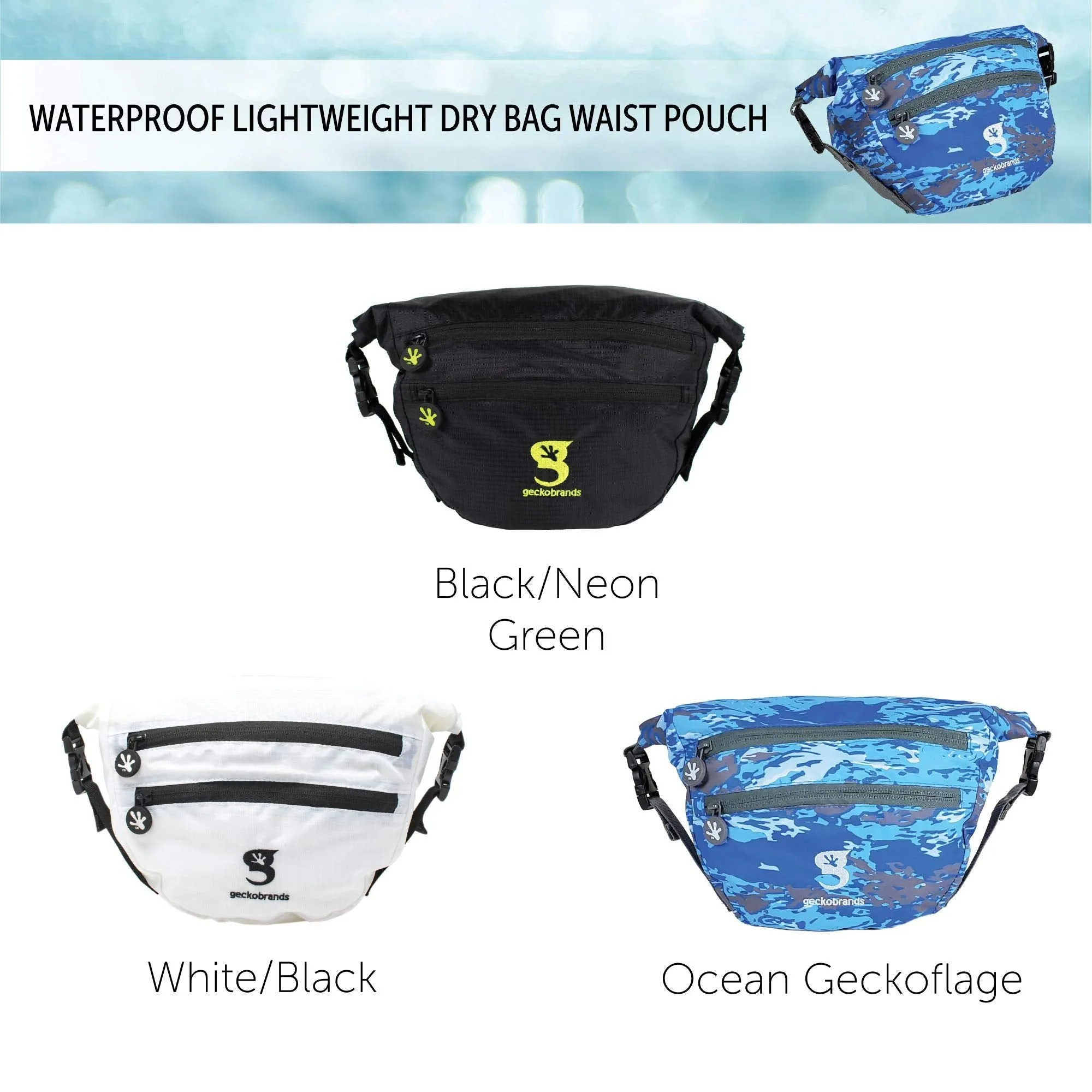 Geckobrands Waterproof Lightweight Dry Bag Waist Pouch