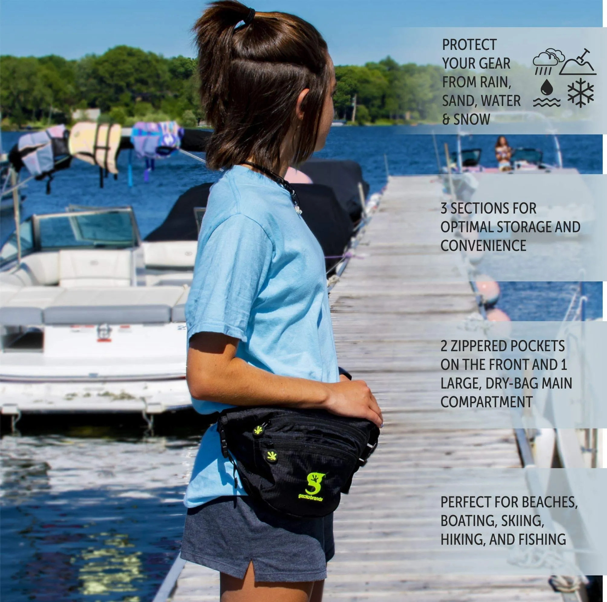 Geckobrands Waterproof Lightweight Dry Bag Waist Pouch