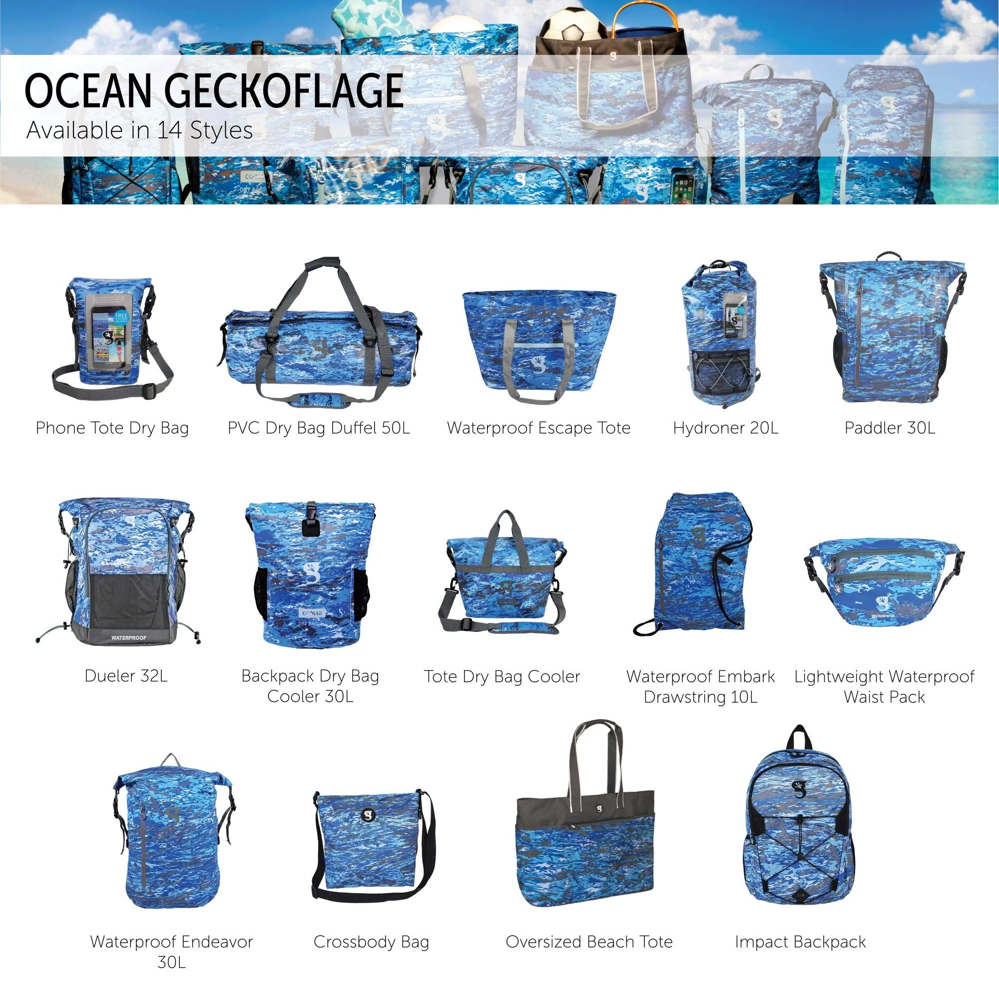 Geckobrands Waterproof Lightweight Dry Bag Waist Pouch