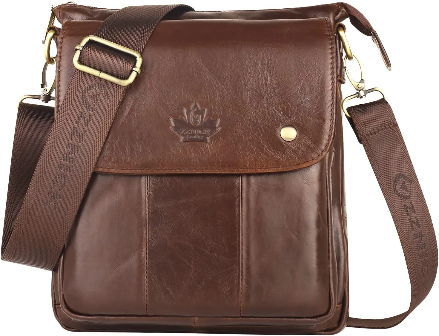 Genuine Leather Messenger Bag, Sling Bag Crossbody Shoulder Bags for Travel Work Business