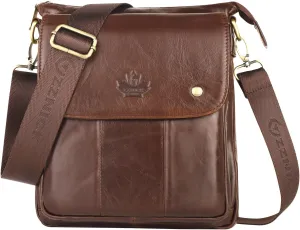 Genuine Leather Messenger Bag, Sling Bag Crossbody Shoulder Bags for Travel Work Business