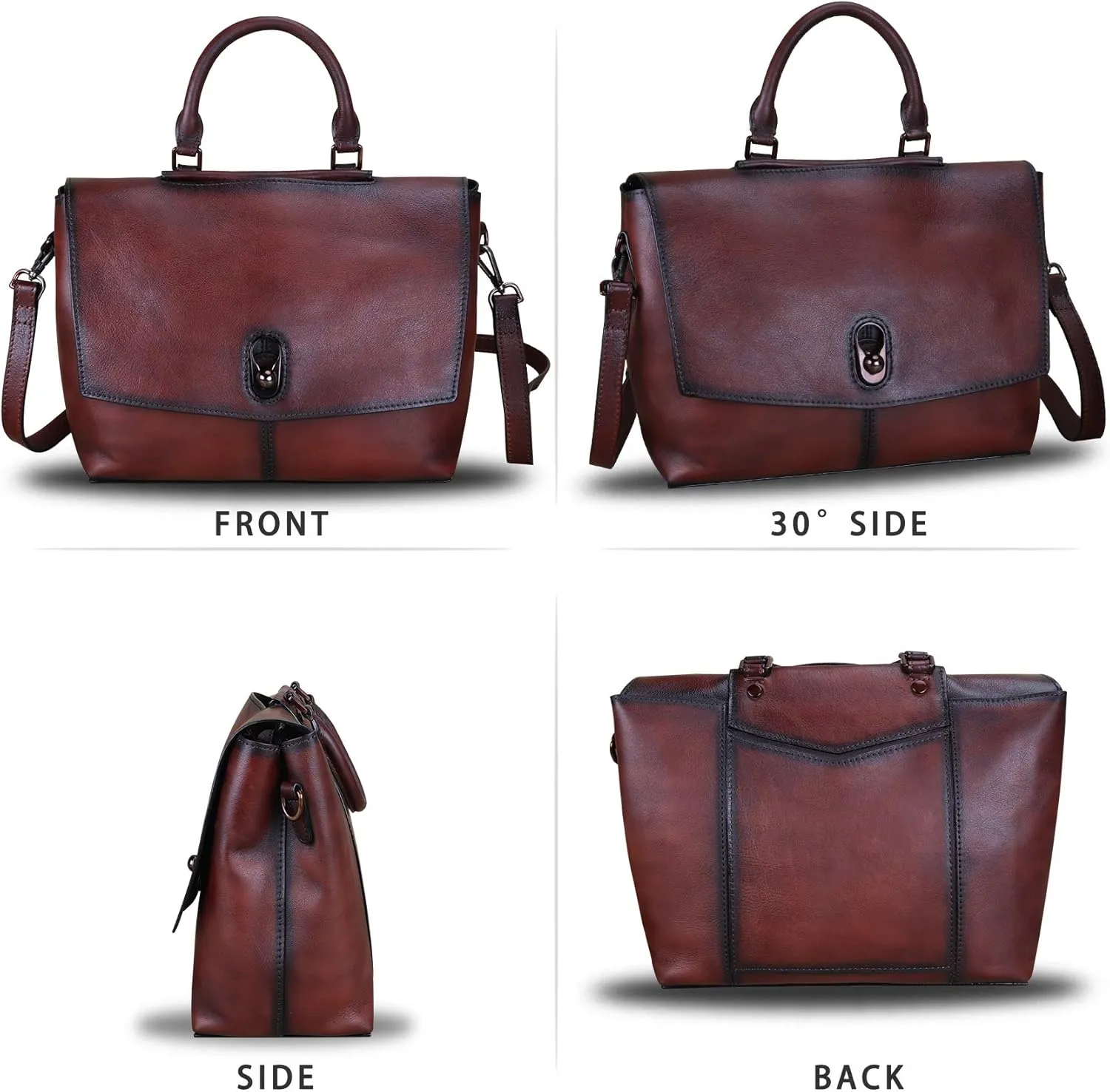 Genuine Leather Satchel Purses Handbags for Women Large Capacity Shoulder Bags Lady Work Top Handle Crossbody Bag