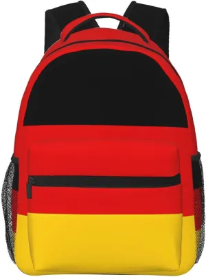 Germany Flag Casual Backpack Travel Pack Bag Laptop Backpacks With Side Pockets Front Zipper Pockets Bookpack Daypack Picnic Rucksack Computer Bag