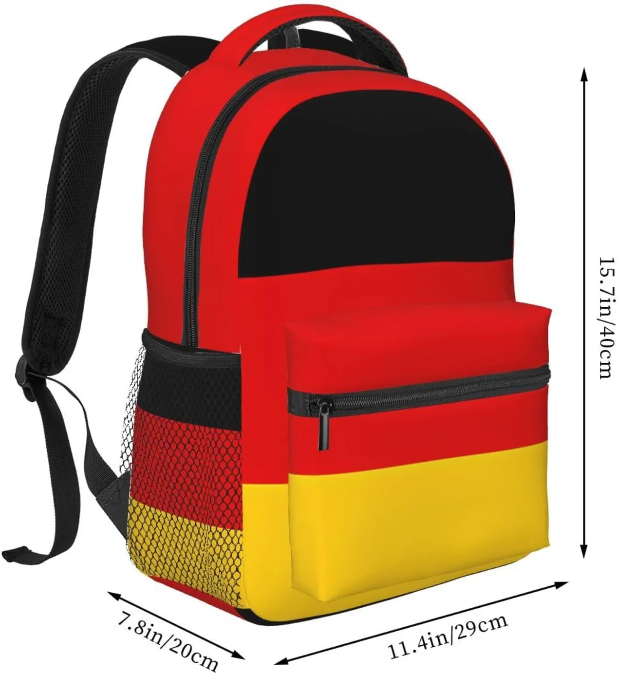 Germany Flag Casual Backpack Travel Pack Bag Laptop Backpacks With Side Pockets Front Zipper Pockets Bookpack Daypack Picnic Rucksack Computer Bag