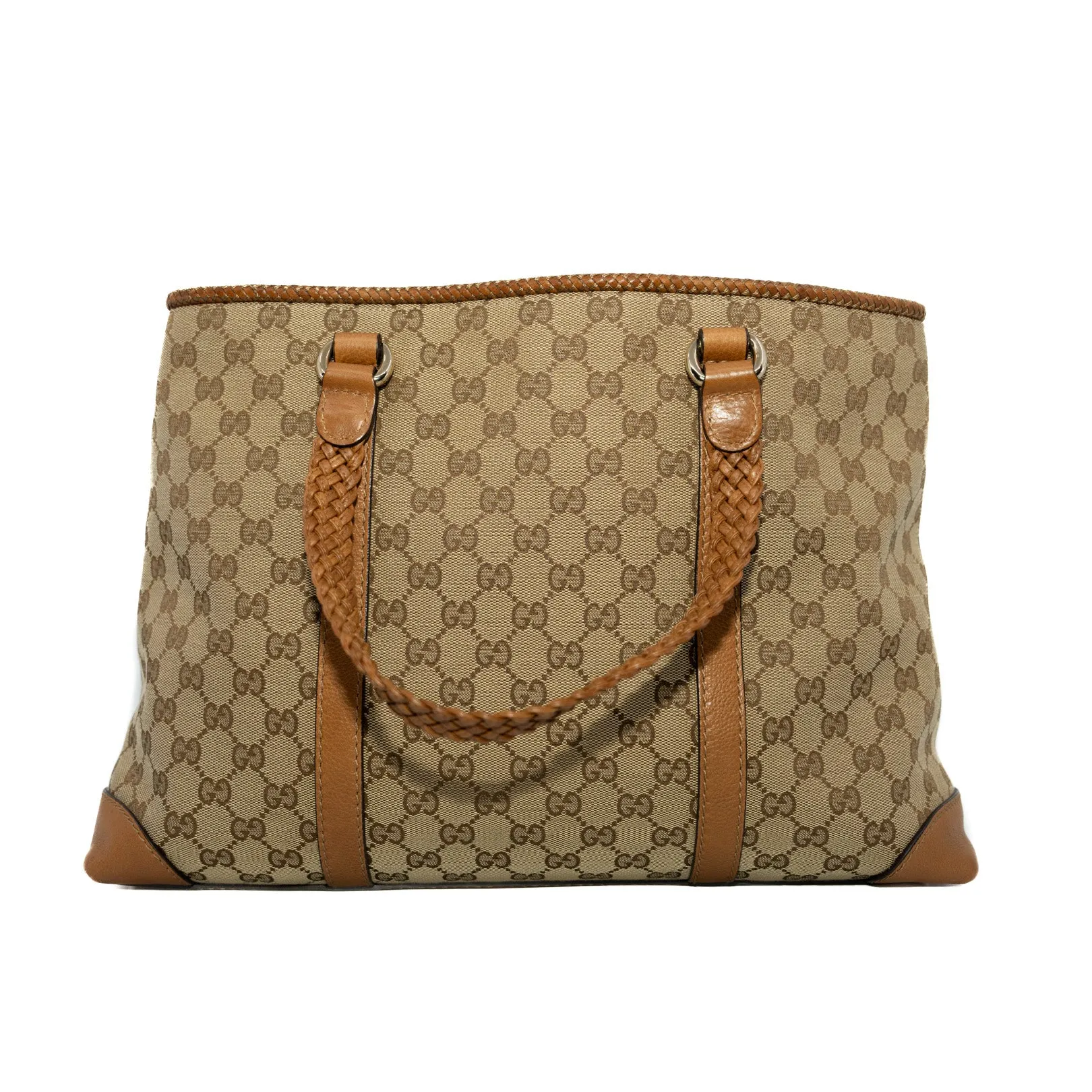 GG In Brown/Beige Canvas/Leather Marrakech Tote Bag GHW