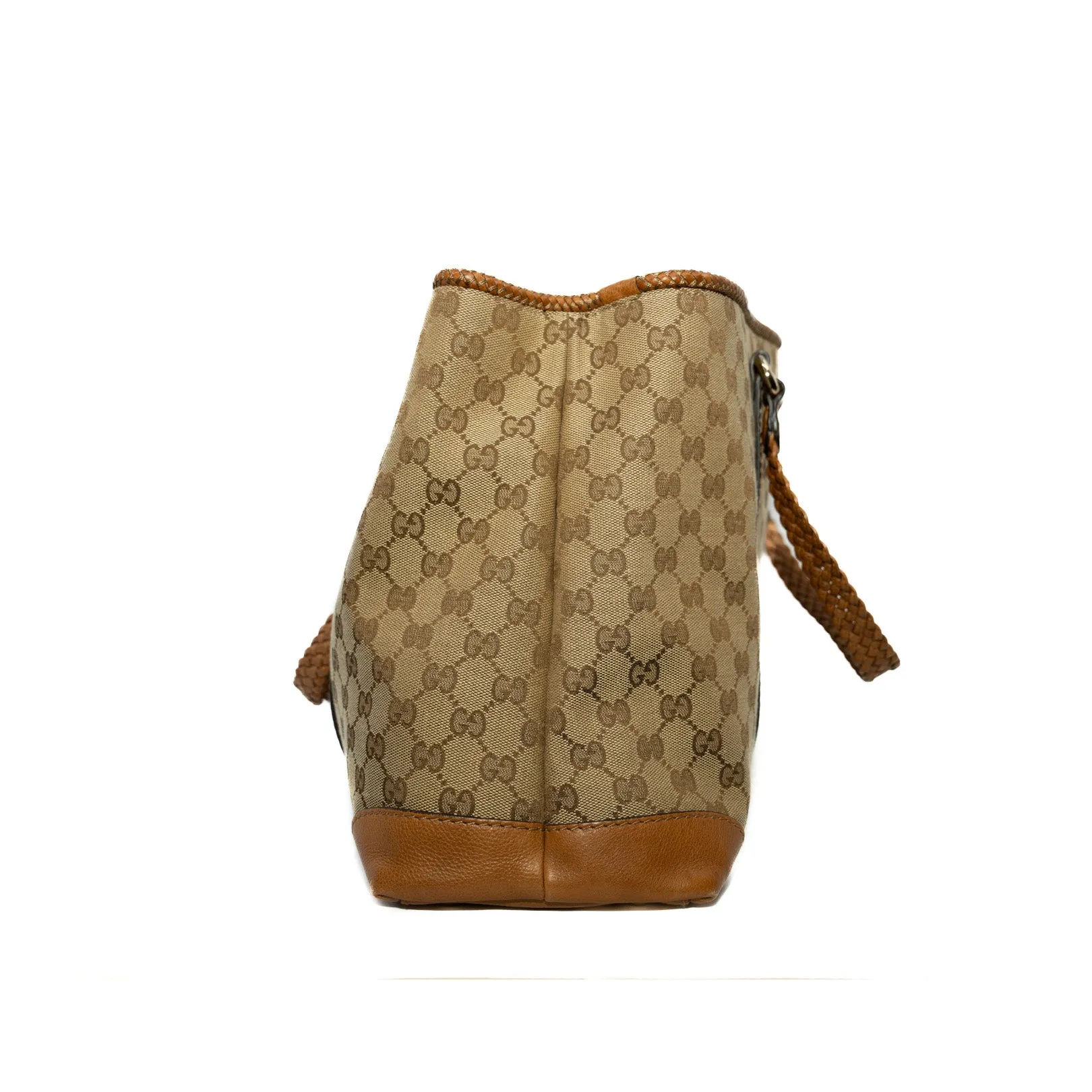 GG In Brown/Beige Canvas/Leather Marrakech Tote Bag GHW