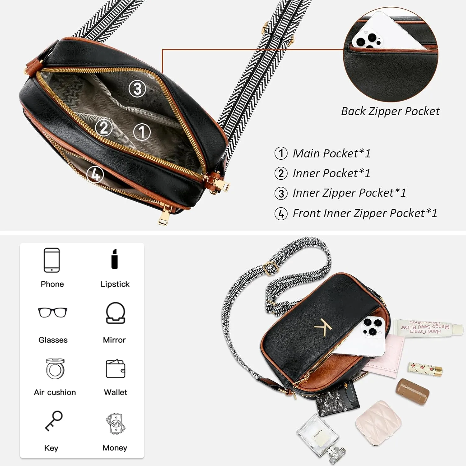 Gifts for Women Personalized Mothers Day Gifts Crossbody Bag Small Purse with Initial Letter Shoulder Handbags