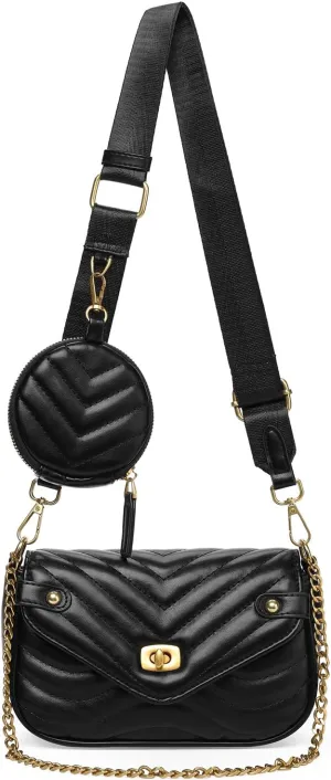 GOIACII Small Shoulder Bag for Women Quilted Crossbody Handbag Leather Purse