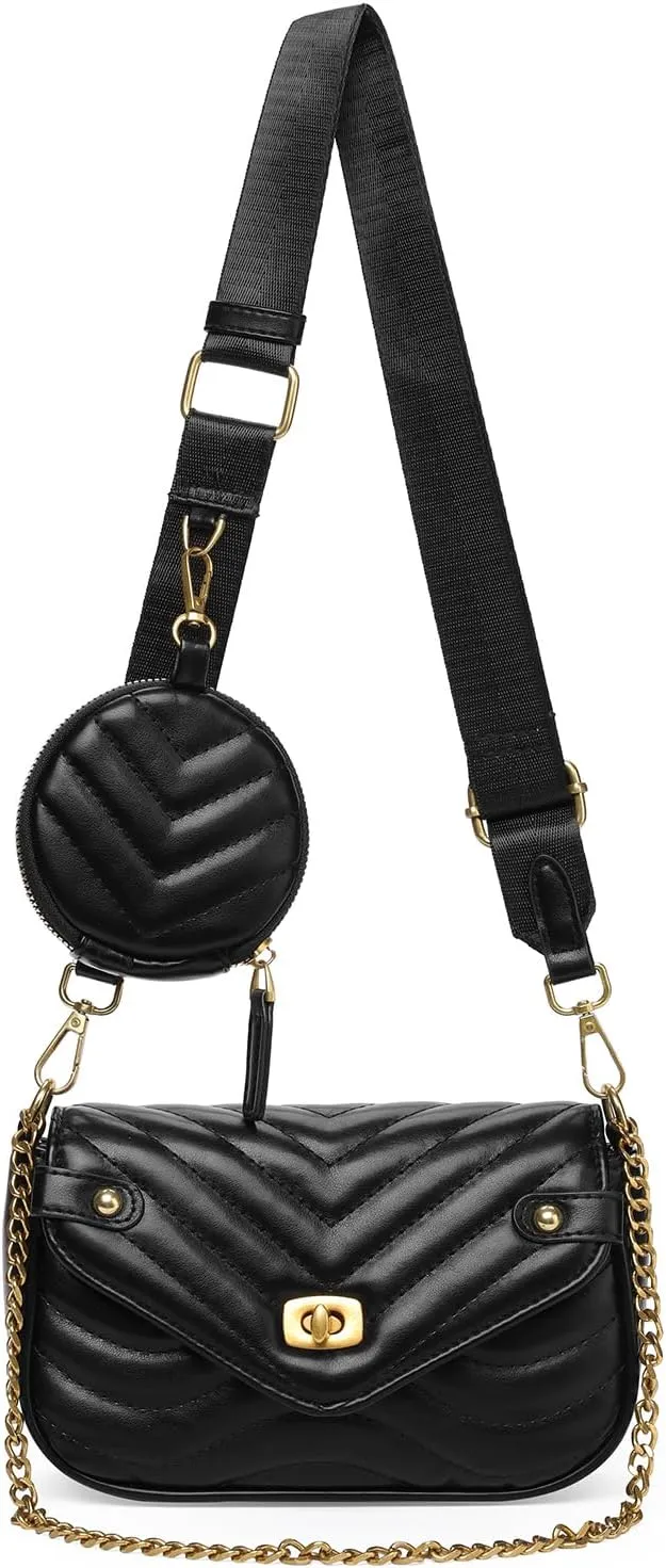 GOIACII Small Shoulder Bag for Women Quilted Crossbody Handbag Leather Purse