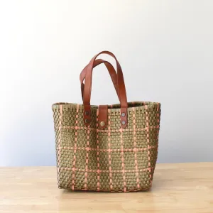 Gold   Pink Plaid Handwoven Crossbody Bag