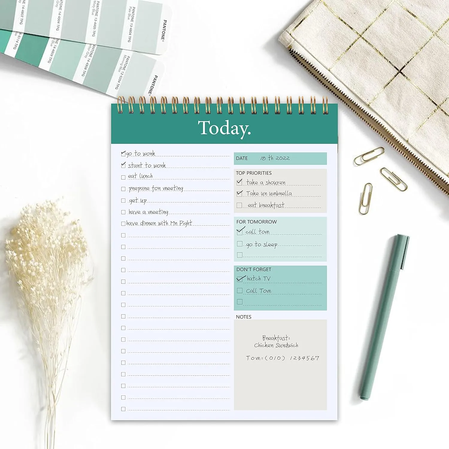 GOLDPEI To Do List Notepad - Daily Planner Pad Undated 52 Sheets Tear Off, 6.5" x 9.8" Planning Pad Checklist Productivity Note Pad for Work and Personal Organized (4 Pack)