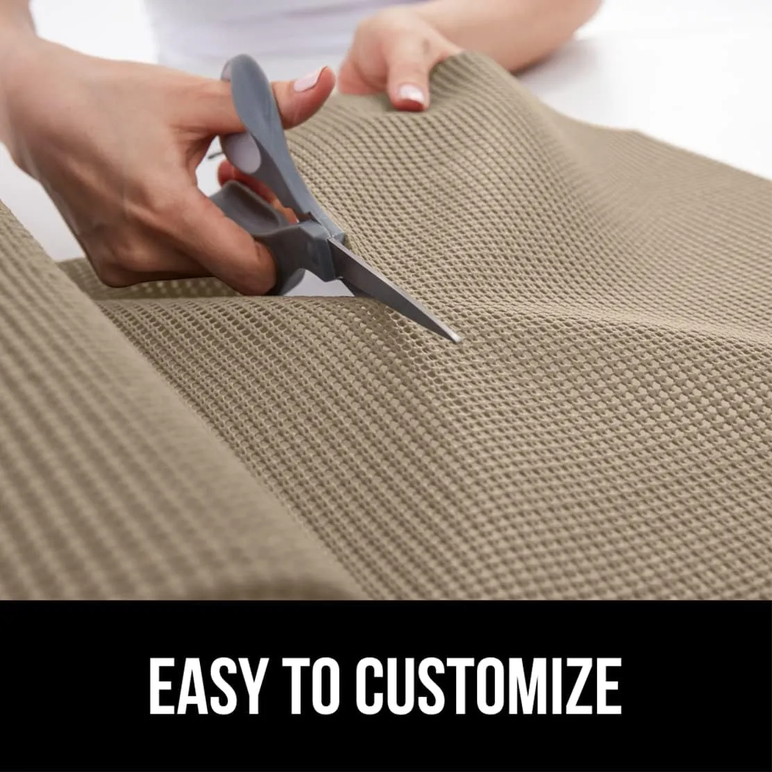 GORILLA GRIP powerGRIP Drawer Shelf and Cabinet Liner, Thick Strong Hold, Non-Adhesive Liners Protect Kitchen Cabinets and Cupboard, Bathroom Drawers, Easy Install, Breathable Mat, 12" x30', Beige
