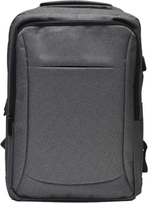 Gray 17" x 12" x 5.5" Classic Minimalist USB Charging Port Water Repellent Travel Backpack for Women and Men
