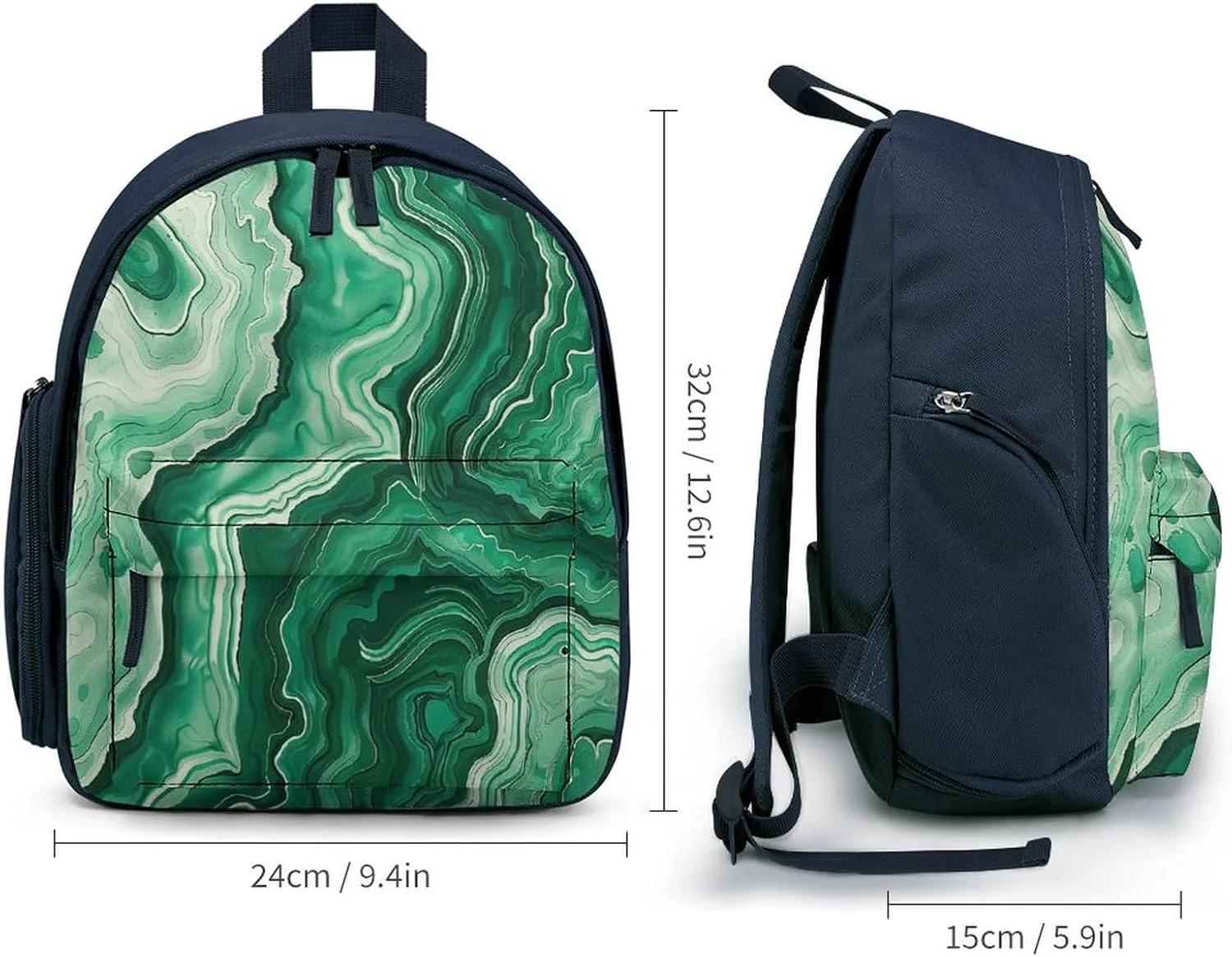 Green And White Ink Travel Backpack Casual Bag Lightweight Hiking Backpacks for Business, Travelling, Hiking
