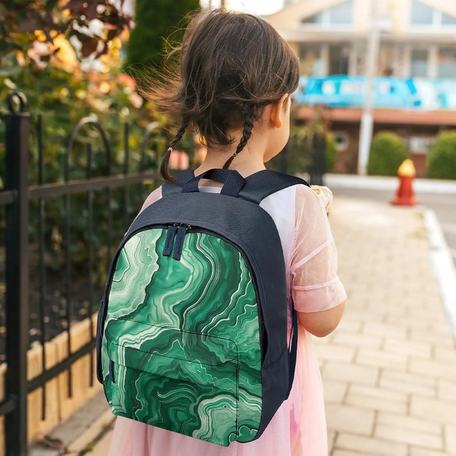 Green And White Ink Travel Backpack Casual Bag Lightweight Hiking Backpacks for Business, Travelling, Hiking