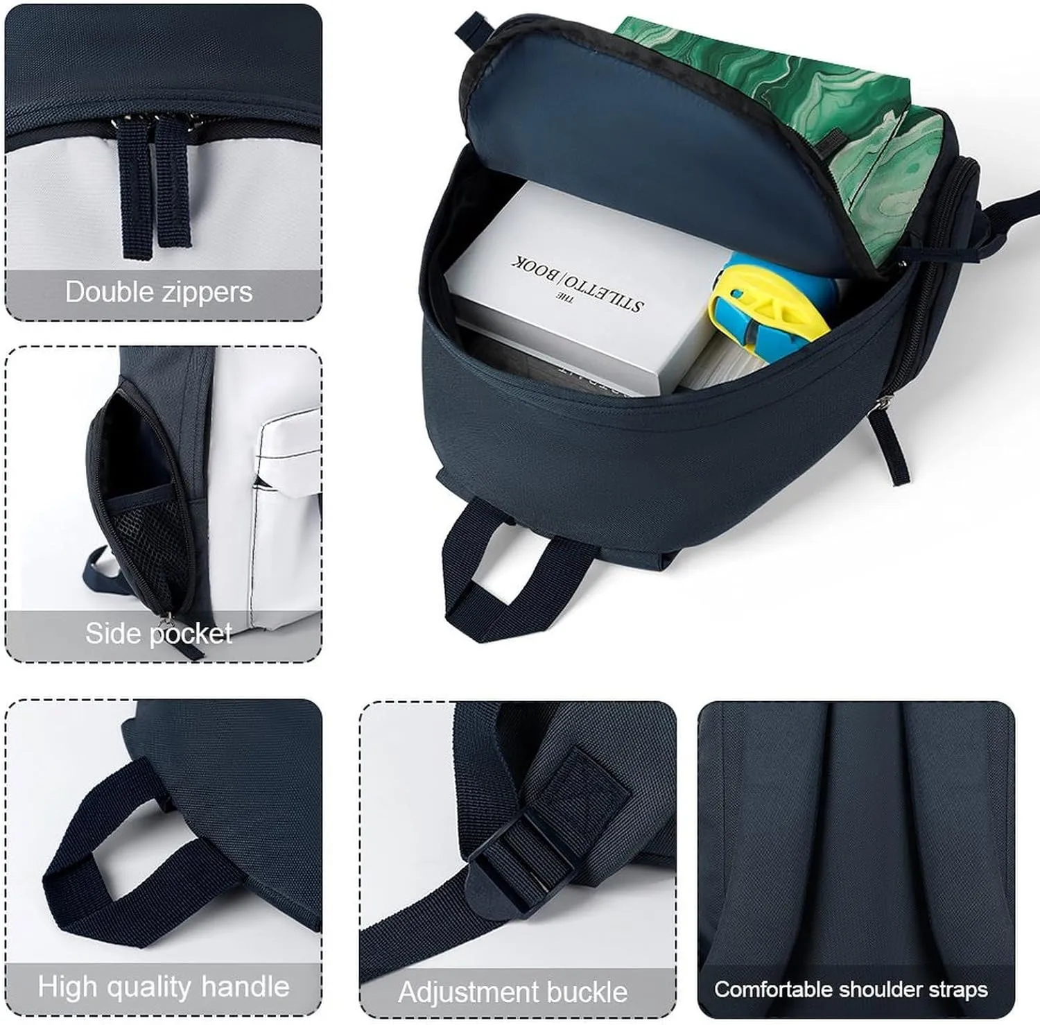 Green And White Ink Travel Backpack Casual Bag Lightweight Hiking Backpacks for Business, Travelling, Hiking