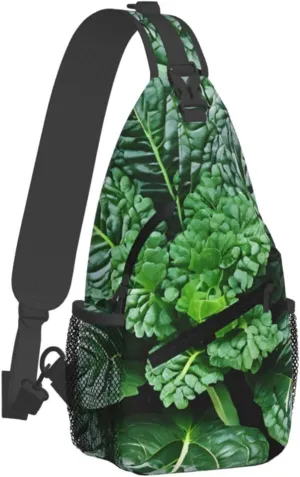 (Green Succulent) Crossbody Chest Bag For Men Women Lightweight Sling Backpack Adjustable Shoulder Bag For Travel Outdoor Daily Use