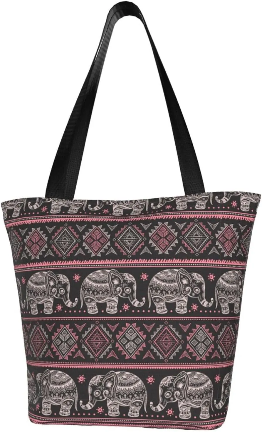 GTEVUTS Southwest Native American Grocery Tote Bag with Zipper for Women- Reusable Tote Handbags Shoulder Bag Shopping Beach