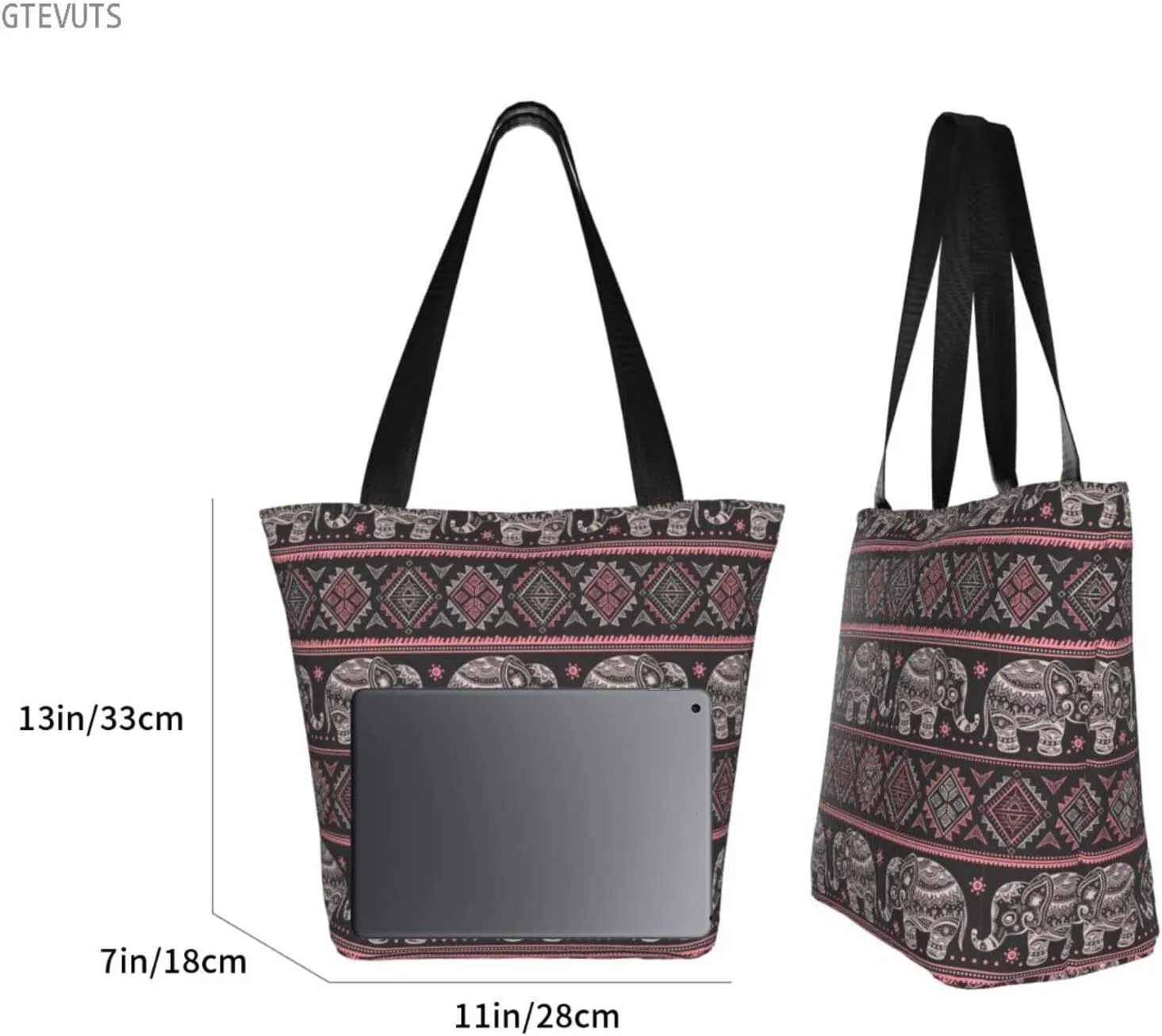 GTEVUTS Southwest Native American Grocery Tote Bag with Zipper for Women- Reusable Tote Handbags Shoulder Bag Shopping Beach