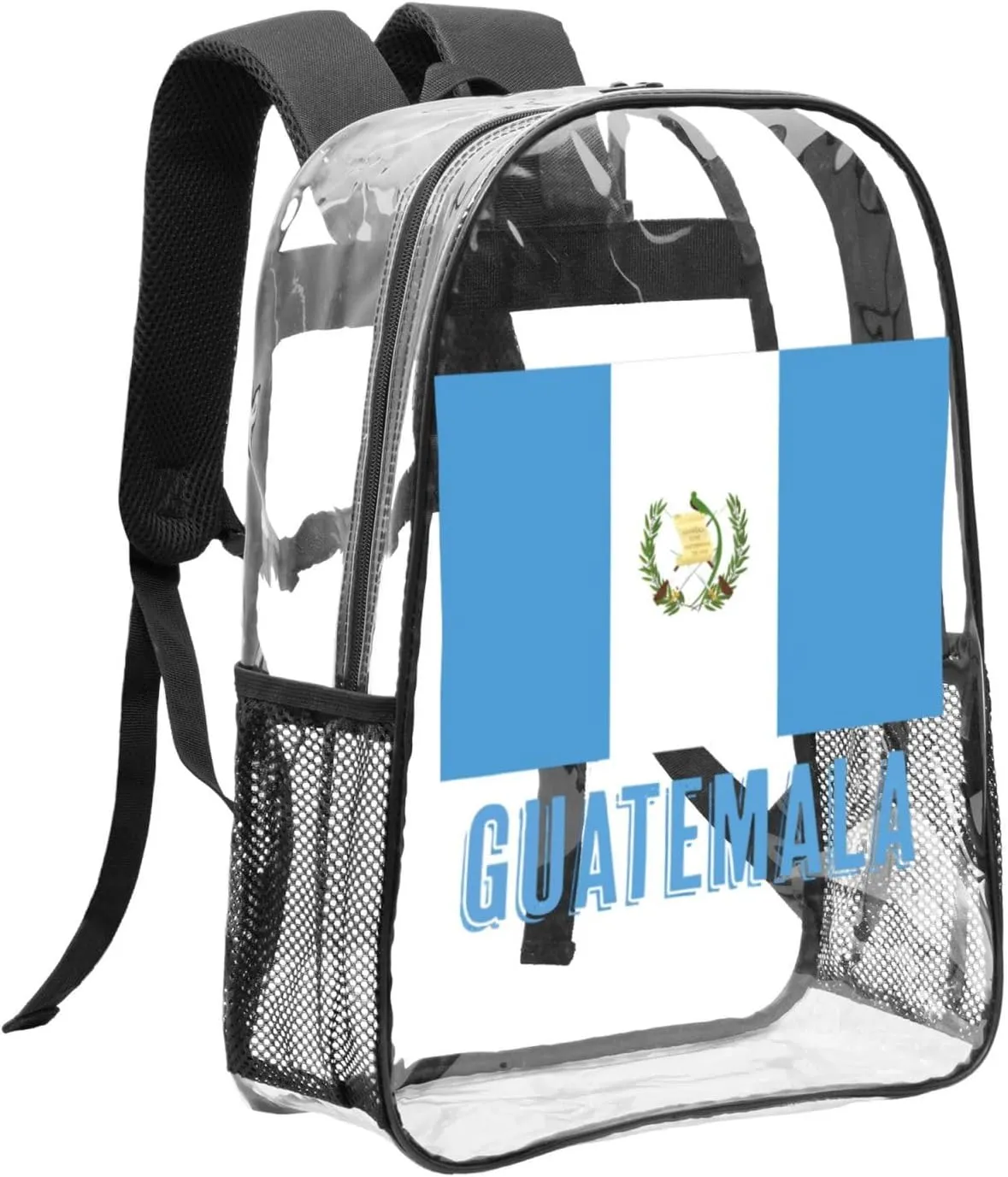 Guatemala Guatemalan Flag 16 Inch Clear PVC Backpacks Transparent Backpack Multipurpose Double Shoulder Bag for Men Women Gifts