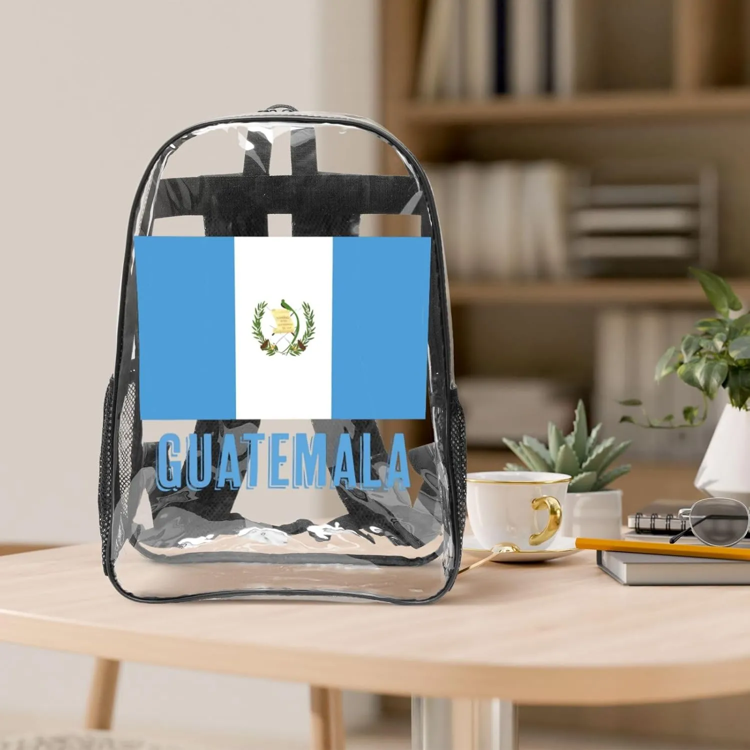 Guatemala Guatemalan Flag 16 Inch Clear PVC Backpacks Transparent Backpack Multipurpose Double Shoulder Bag for Men Women Gifts