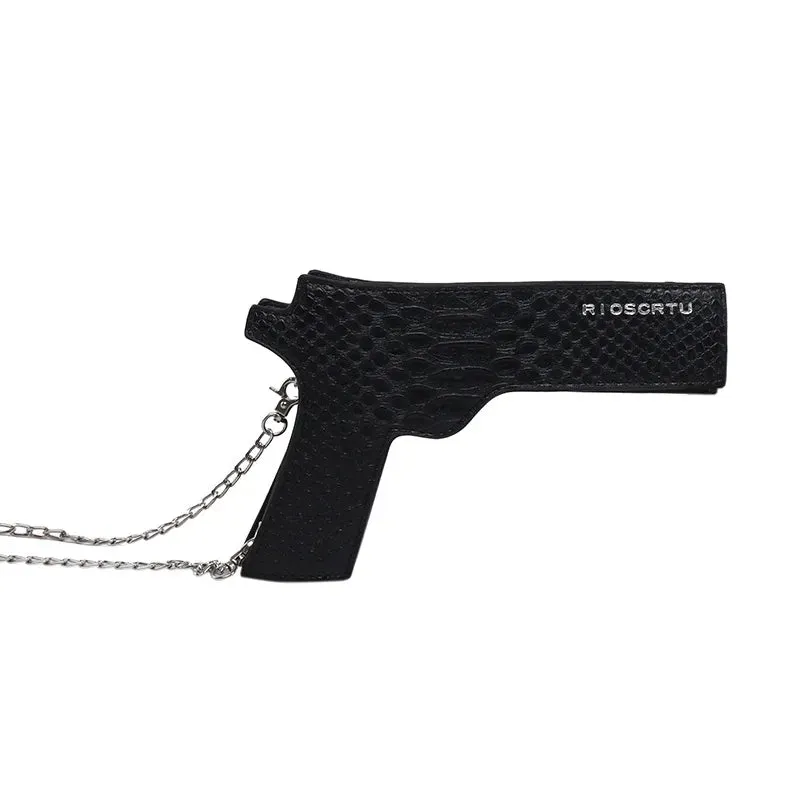 Guns Out 3D Pistol Gun Shaped Chains Shoulder Bags Women Pu Leather Crossbody Bag Lady Small Purses Clutch Bag for Girls