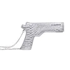 Guns Out 3D Pistol Gun Shaped Chains Shoulder Bags Women Pu Leather Crossbody Bag Lady Small Purses Clutch Bag for Girls