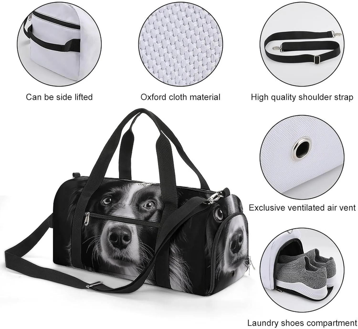Gym Bag A Photo of A Dog Duffel Bag for Men Women Overnight Bag with Shoe Compartment Workout Bags