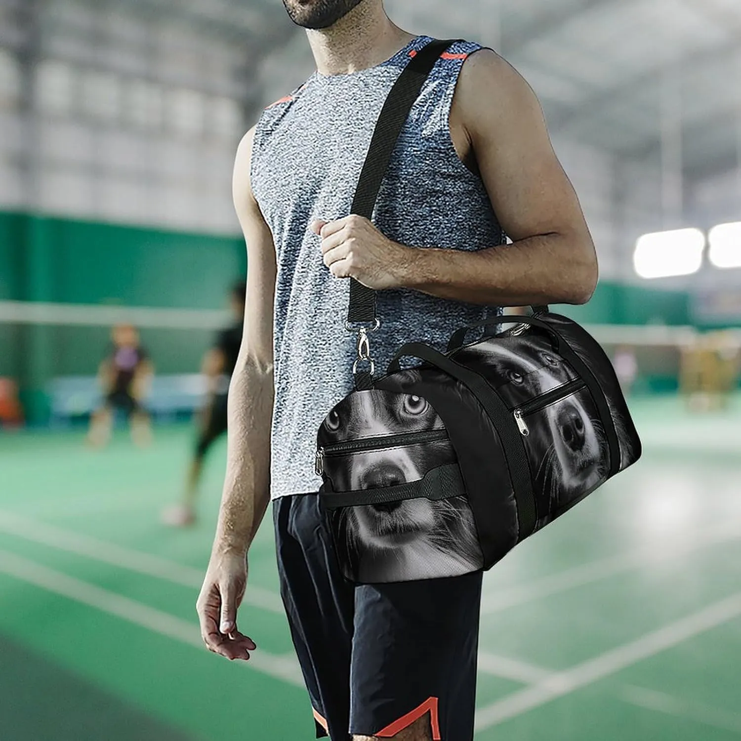 Gym Bag A Photo of A Dog Duffel Bag for Men Women Overnight Bag with Shoe Compartment Workout Bags