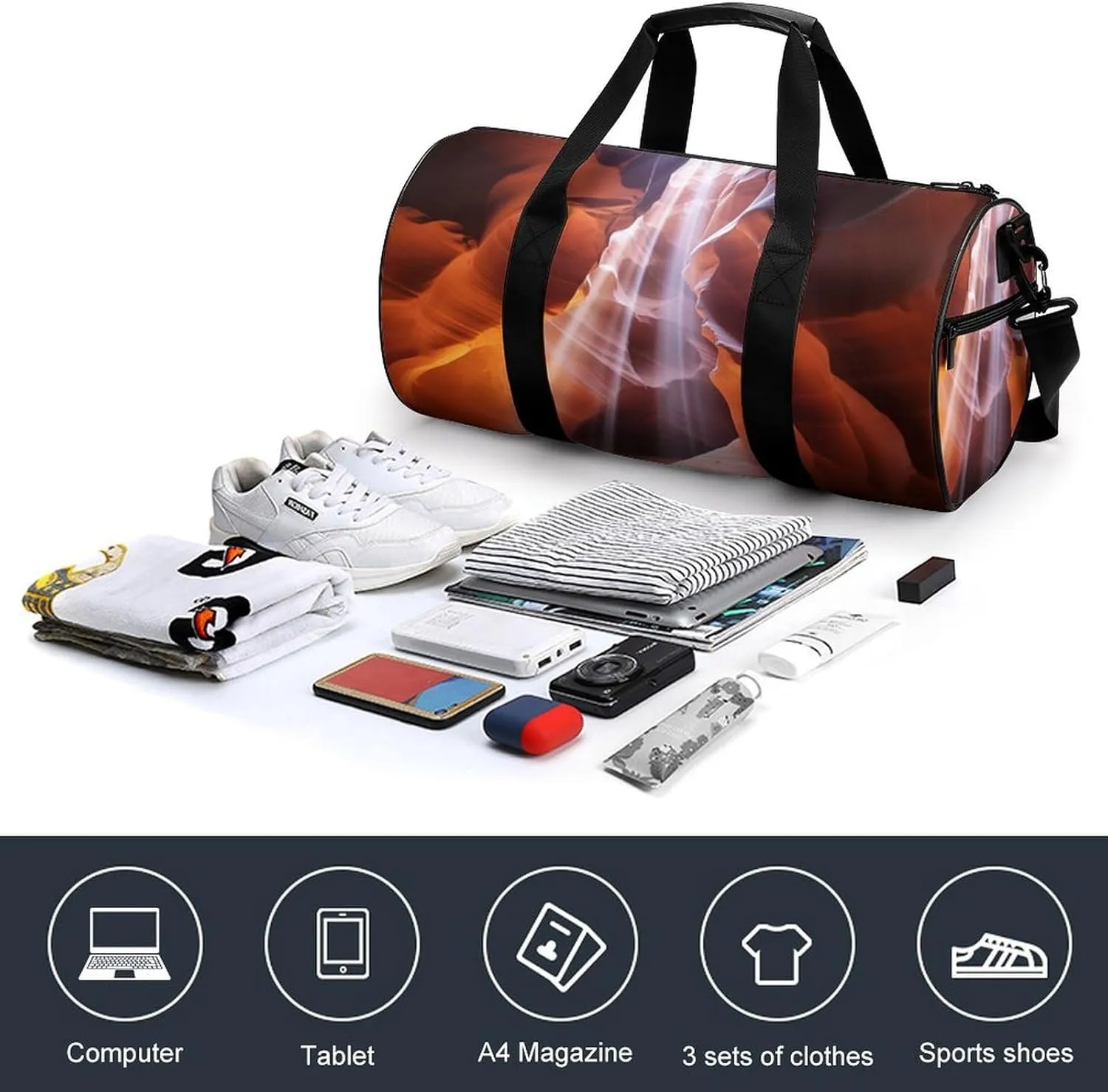 Gym Bag Antelope Canyon Duffel Bag for Men Women Overnight Bag with Shoe Compartment Workout Bags