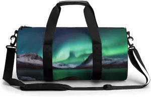 Gym Bag Aurora Borealis Duffel Bag for Men Women Overnight Bag with Shoe Compartment Workout Bags