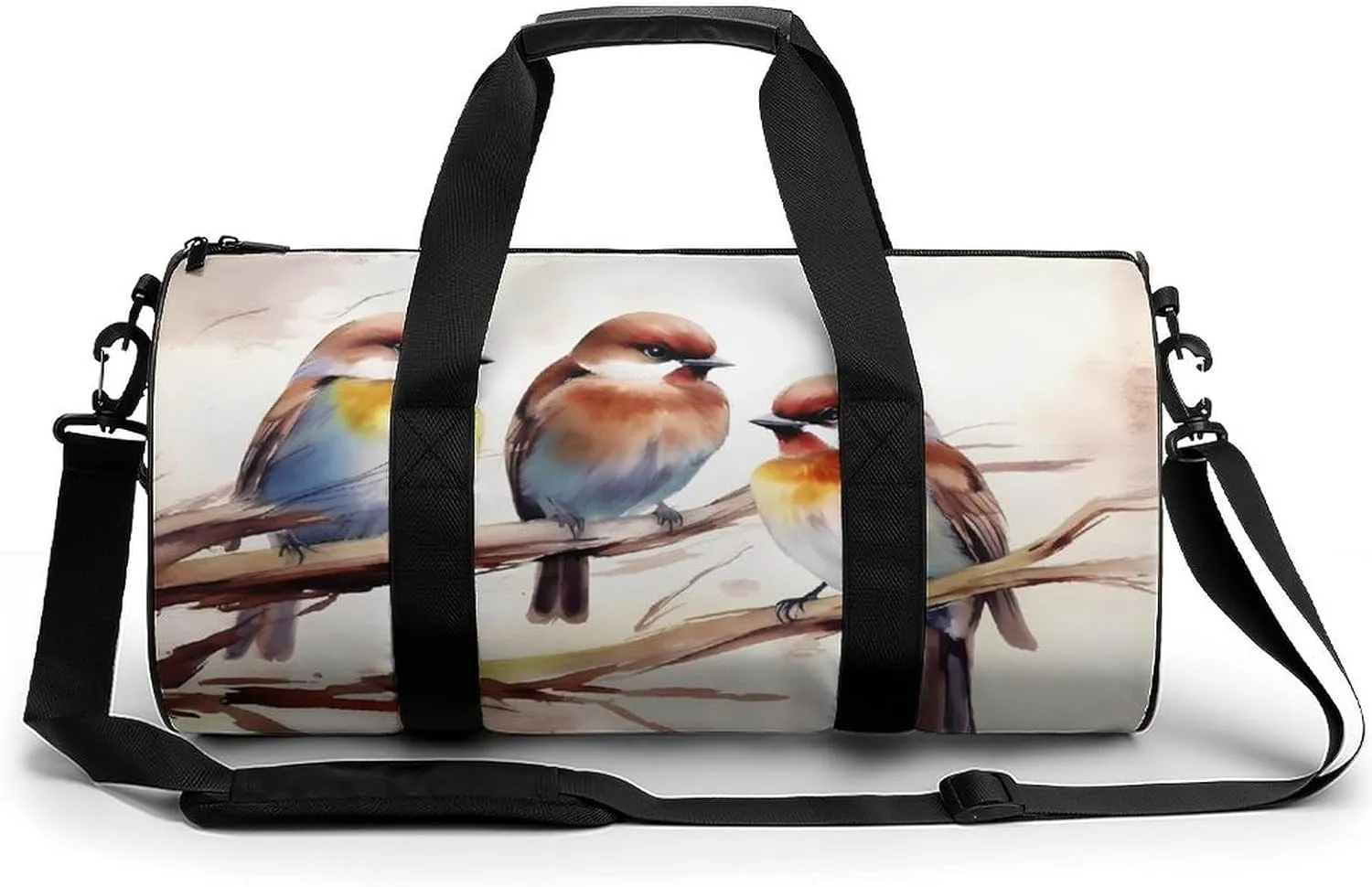 Gym Bag Birds Resting On Tree Branch Duffel Bag for Men Women Overnight Bag with Shoe Compartment Workout Bags