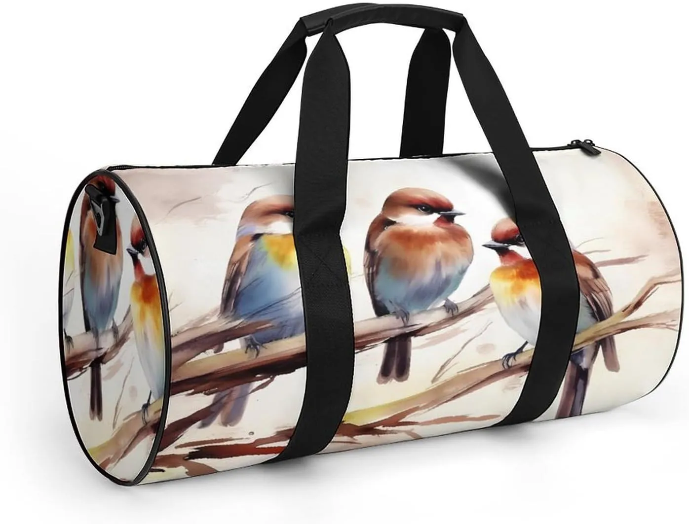 Gym Bag Birds Resting On Tree Branch Duffel Bag for Men Women Overnight Bag with Shoe Compartment Workout Bags