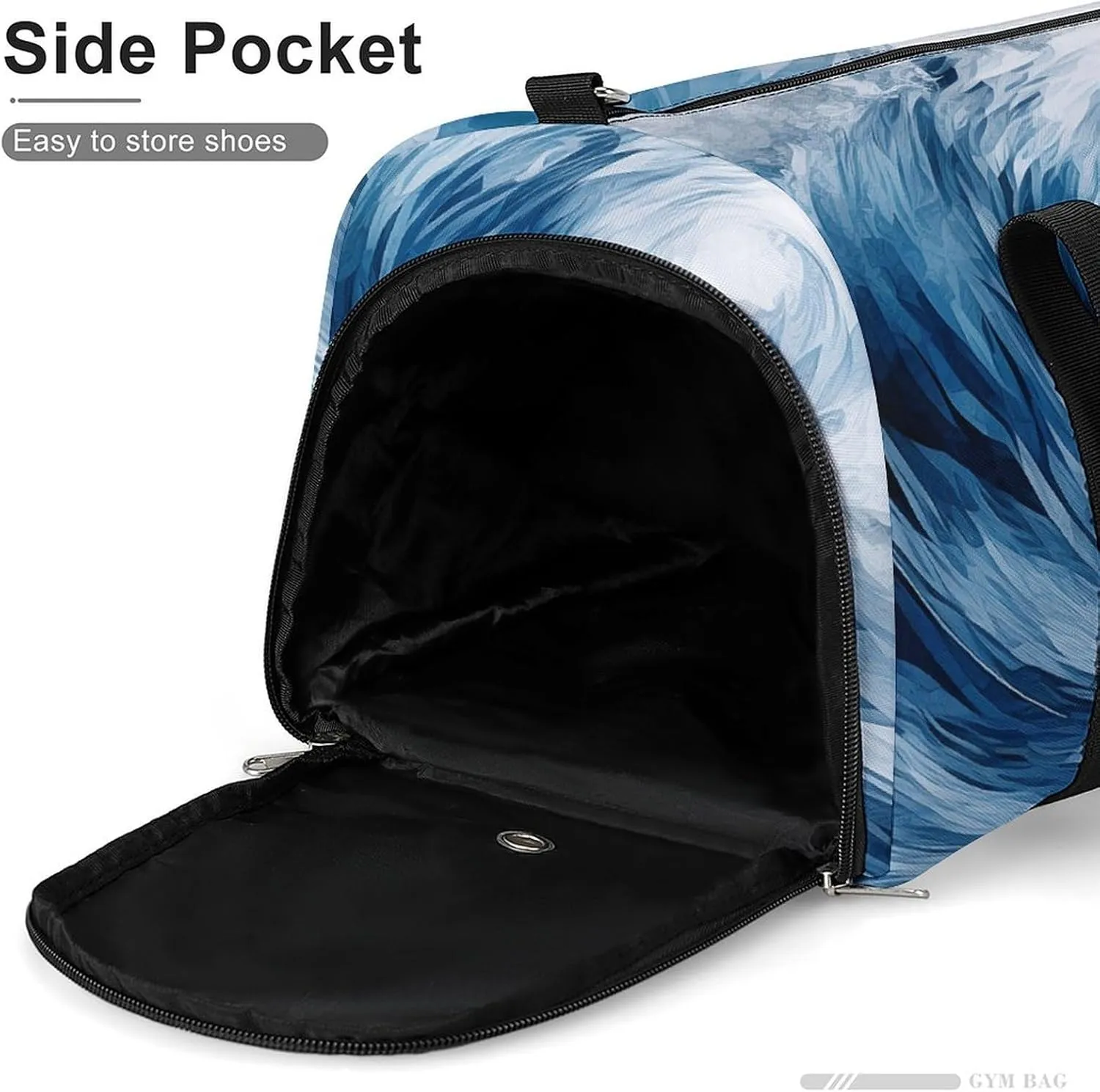 Gym Bag Blue Wave Art Duffel Bag for Men Women Overnight Bag with Shoe Compartment Workout Bags