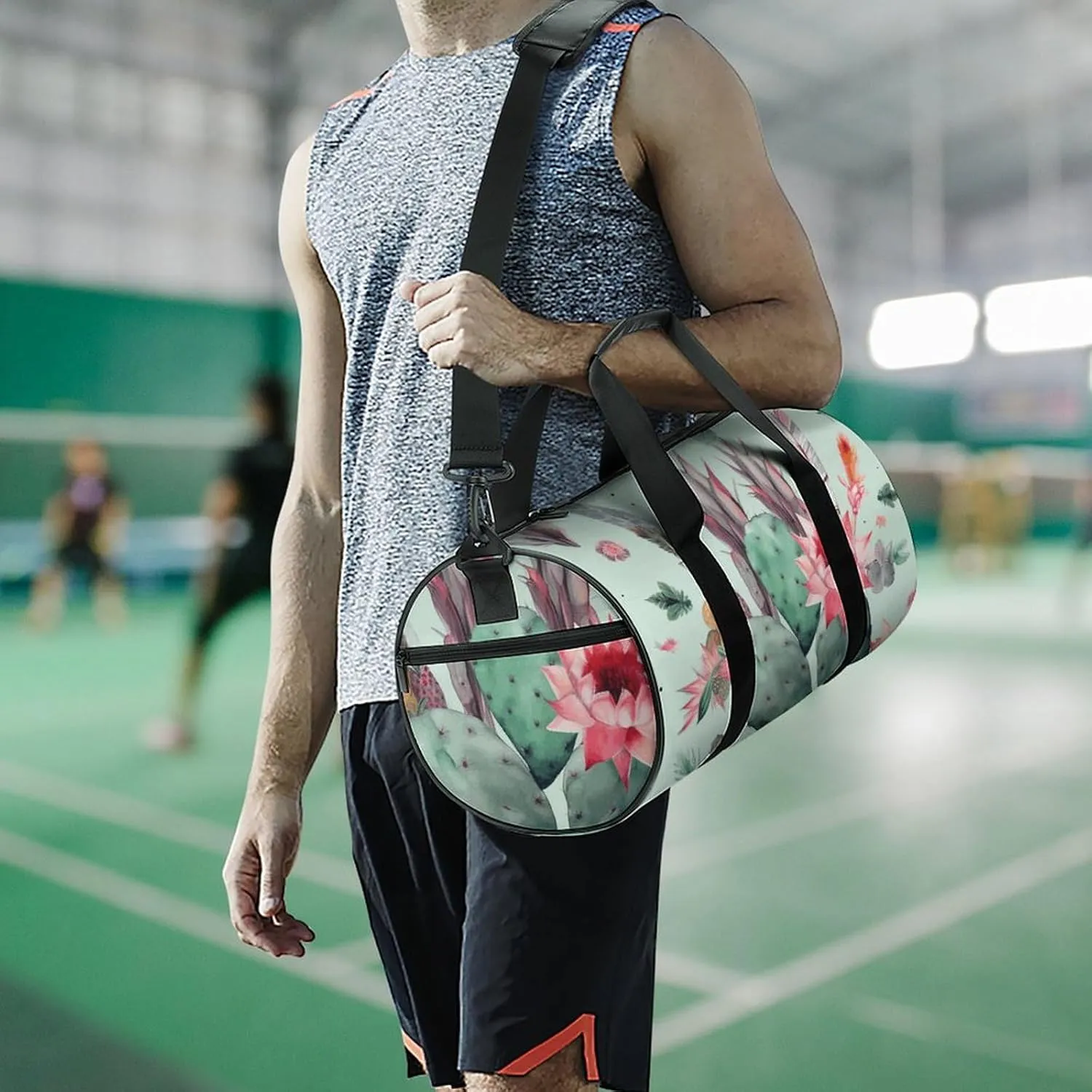 Gym Bag Cactus Arrow Pattern Duffel Bag for Men Women Overnight Bag with Shoe Compartment Workout Bags