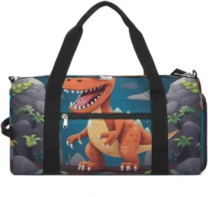 Gym Bag Cartoon Dinosaur Duffel Bag for Men Women Overnight Bag with Shoe Compartment Workout Bags