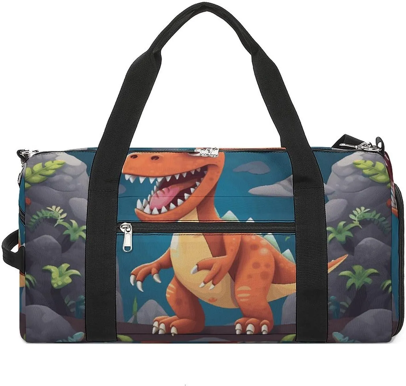 Gym Bag Cartoon Dinosaur Duffel Bag for Men Women Overnight Bag with Shoe Compartment Workout Bags