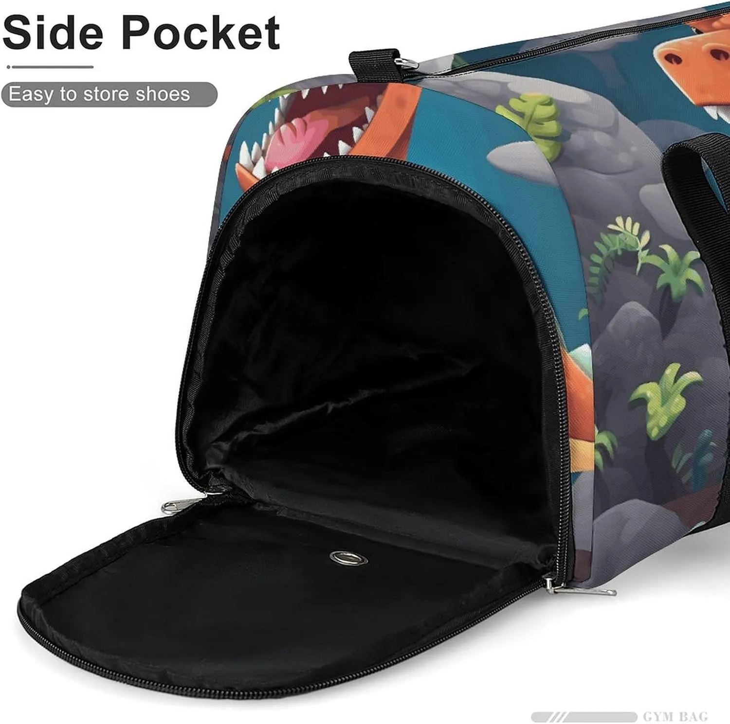 Gym Bag Cartoon Dinosaur Duffel Bag for Men Women Overnight Bag with Shoe Compartment Workout Bags