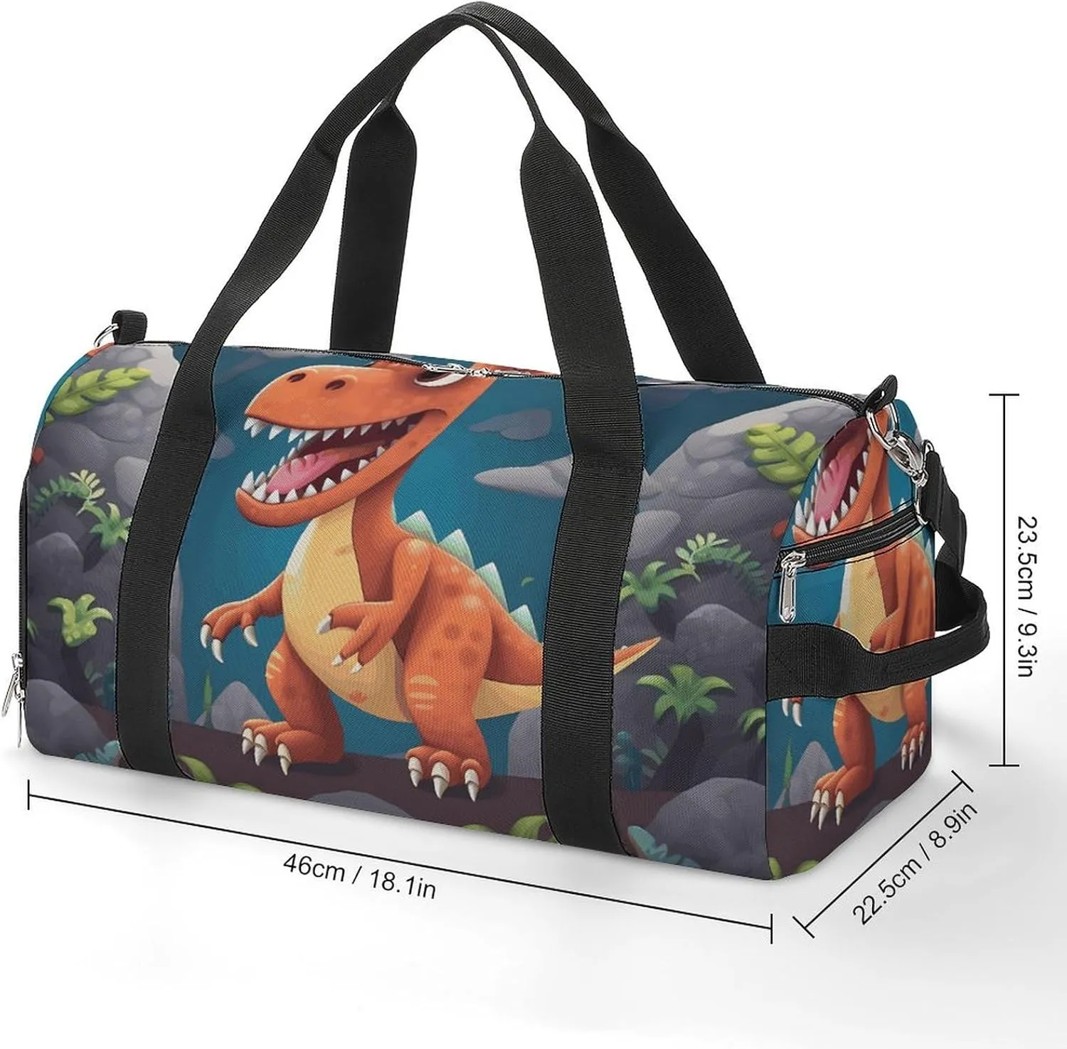 Gym Bag Cartoon Dinosaur Duffel Bag for Men Women Overnight Bag with Shoe Compartment Workout Bags
