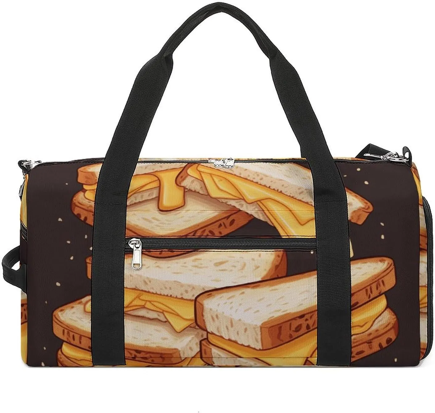 Gym Bag Cheese Sandwiches Duffel Bag for Men Women Overnight Bag with Shoe Compartment Workout Bags