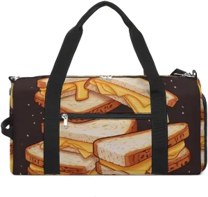 Gym Bag Cheese Sandwiches Duffel Bag for Men Women Overnight Bag with Shoe Compartment Workout Bags