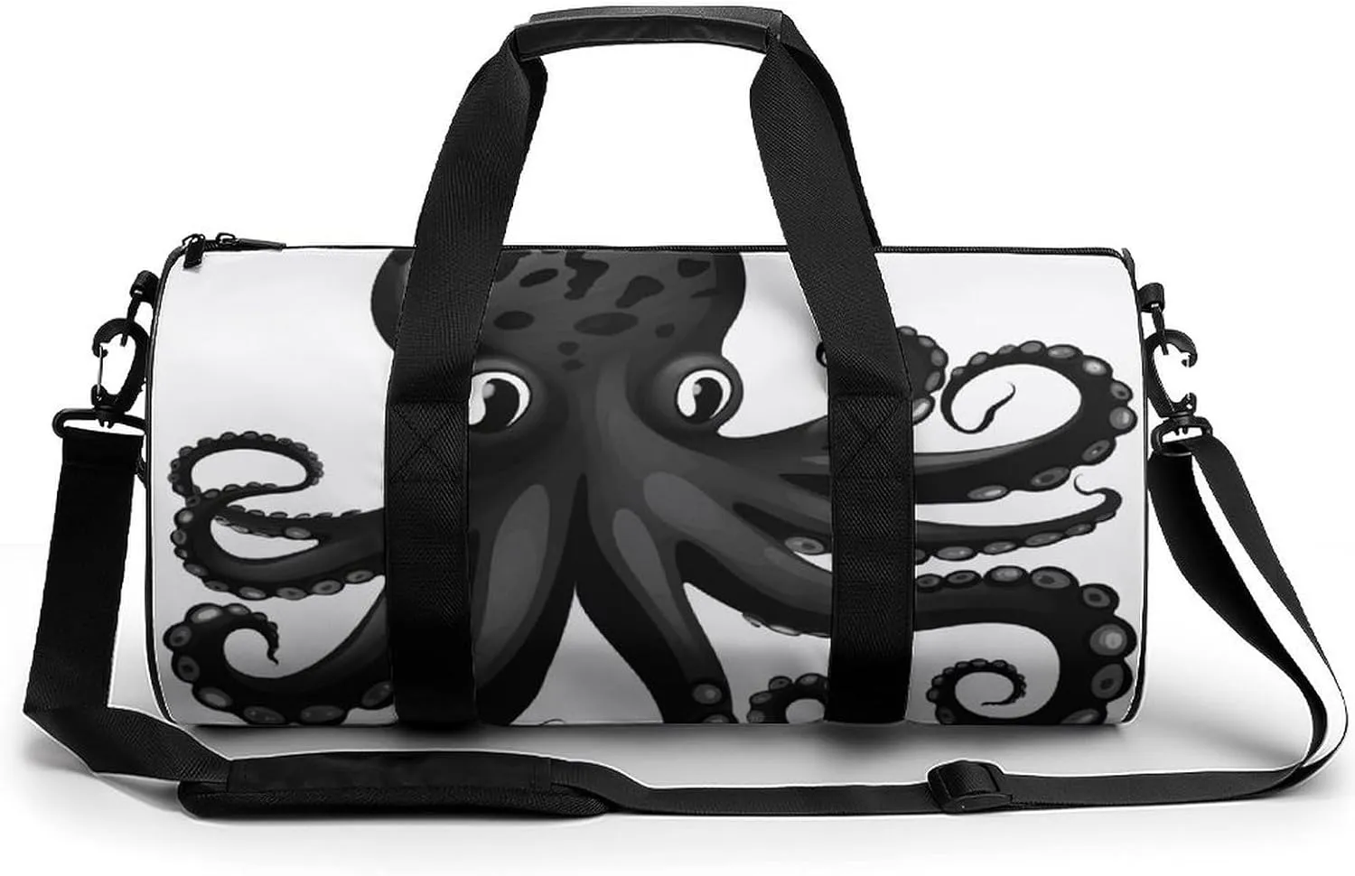 Gym Bag Classic Black Octopus Duffel Bag for Men Women Overnight Bag with Shoe Compartment Workout Bags