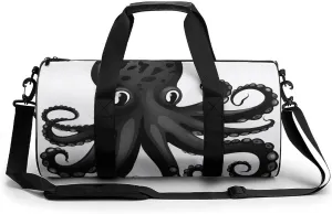 Gym Bag Classic Black Octopus Duffel Bag for Men Women Overnight Bag with Shoe Compartment Workout Bags