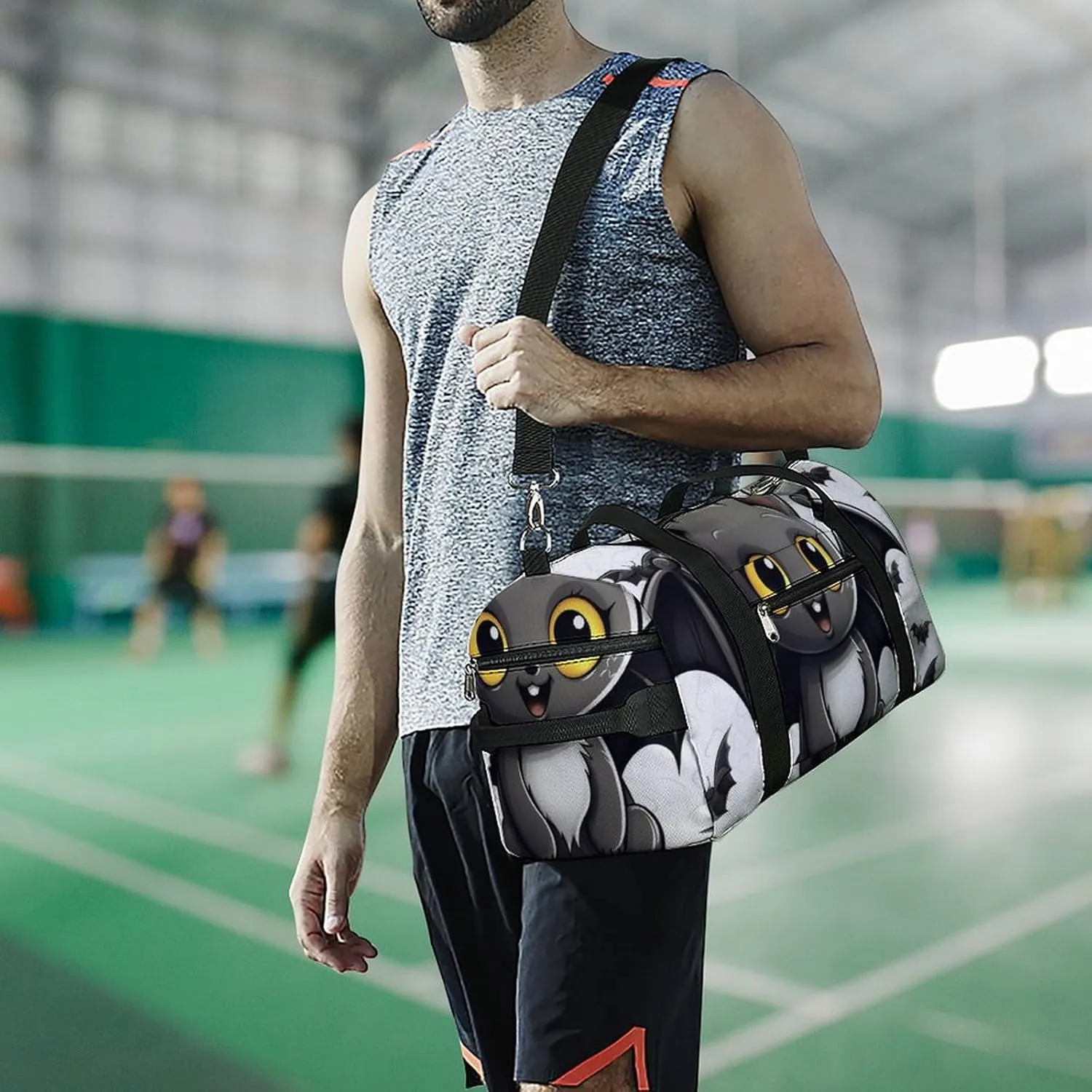 Gym Bag Cute Bat Duffel Bag for Men Women Overnight Bag with Shoe Compartment Workout Bags