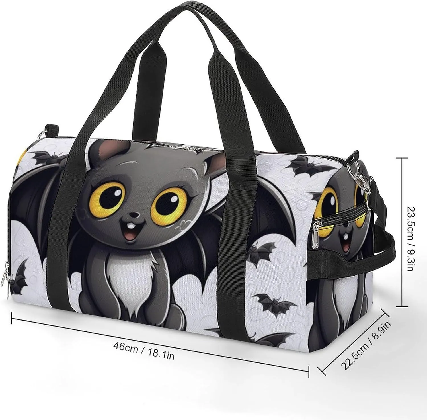 Gym Bag Cute Bat Duffel Bag for Men Women Overnight Bag with Shoe Compartment Workout Bags