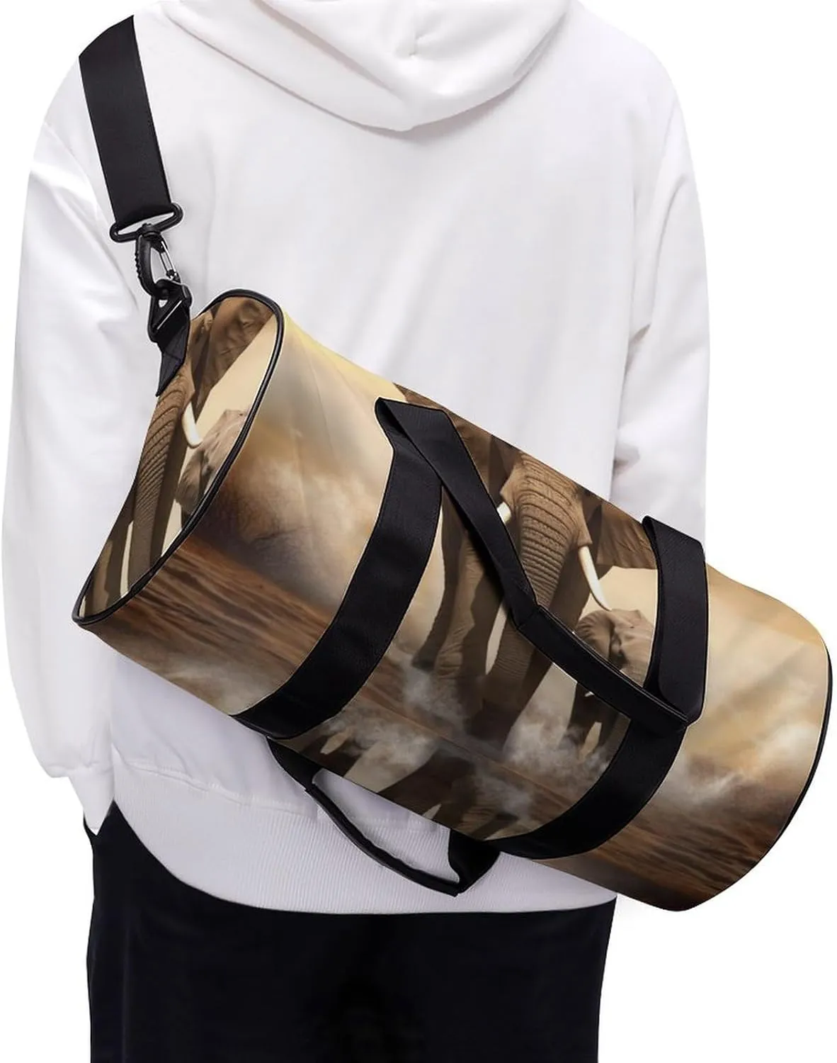 Gym Bag Elephant And Baby Elephant Duffel Bag for Men Women Overnight Bag with Shoe Compartment Workout Bags