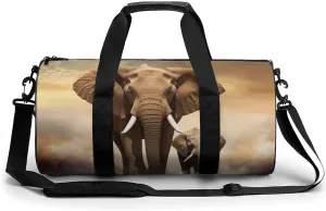 Gym Bag Elephant And Baby Elephant Duffel Bag for Men Women Overnight Bag with Shoe Compartment Workout Bags