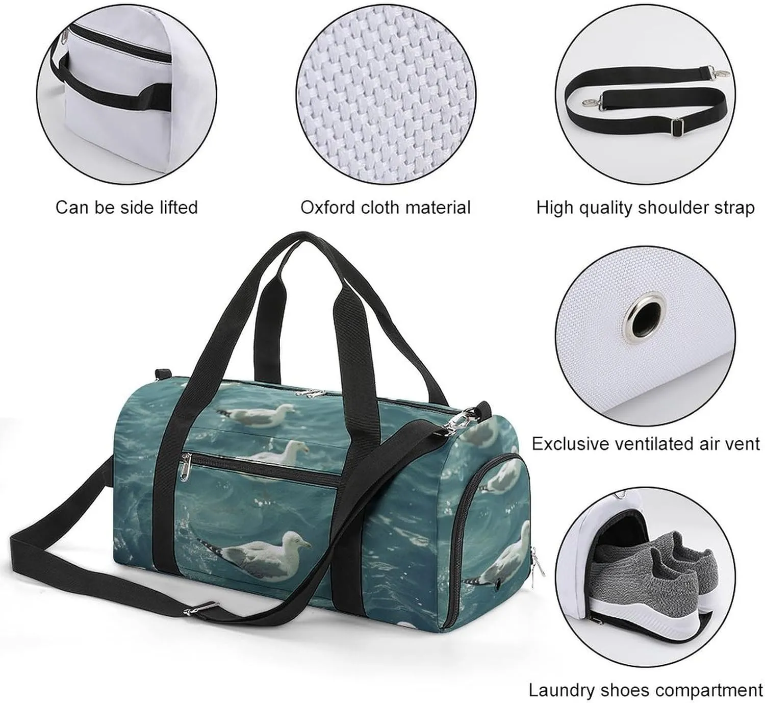 Gym Bag Floating in The Duffel Bag for Men Women Overnight Bag with Shoe Compartment Workout Bags