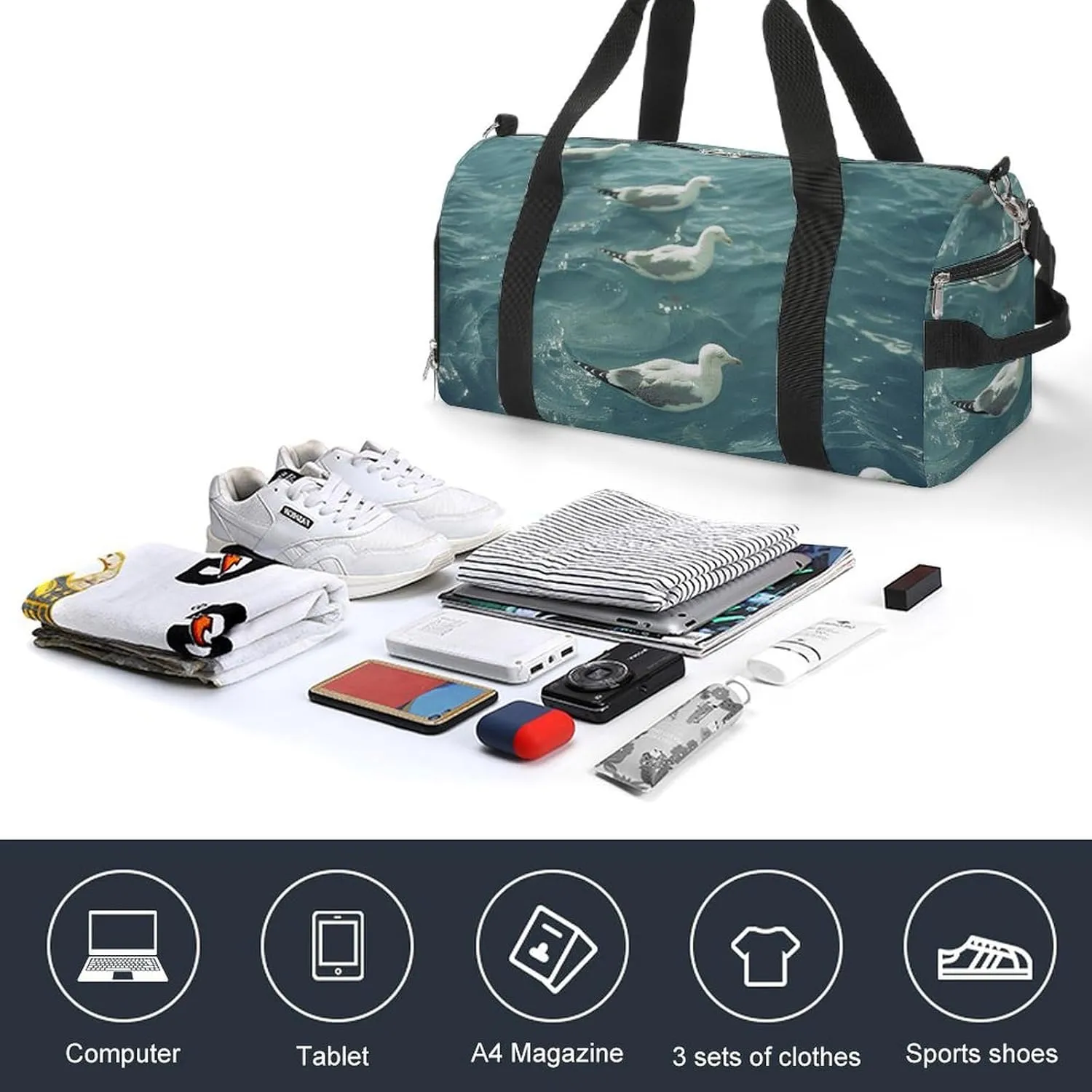 Gym Bag Floating in The Duffel Bag for Men Women Overnight Bag with Shoe Compartment Workout Bags