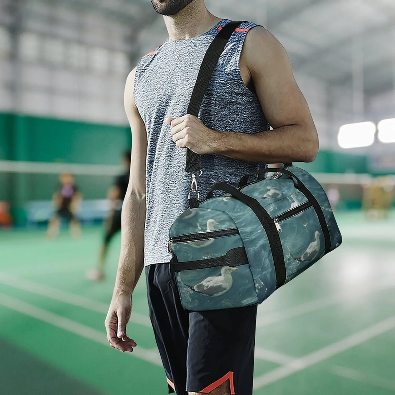 Gym Bag Floating in The Duffel Bag for Men Women Overnight Bag with Shoe Compartment Workout Bags